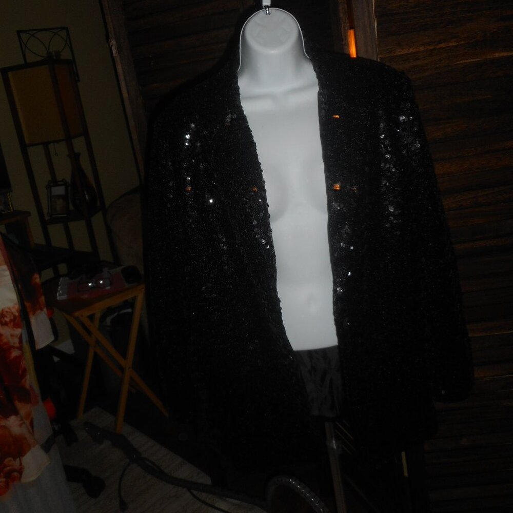NWT Steve Madden Full black sequin blazer, size Small - Picture 14 of 14